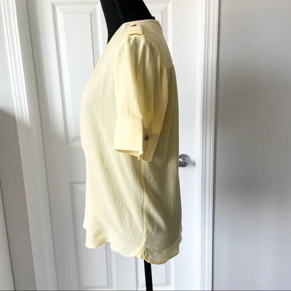 Chico’s Baby Yellow Soft Cotton  V Neck Blouse - Picture 2 of 13